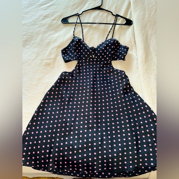 Zara Polka Dot Dress: Pink & Black Polka dot - Picture 3 of 5